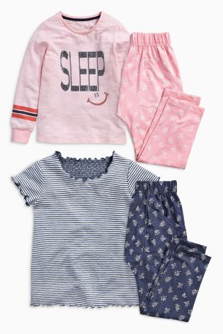 Pink/Navy Sleep Pyjamas Two Pack (3-16yrs)